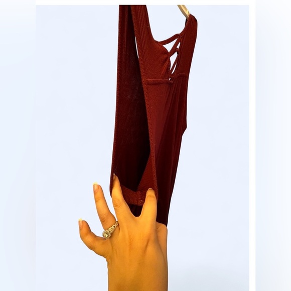 Women’s Faded Glory Crisscross Back Ribbed Tank Top - Burgundy | Size XL - Picture 7 of 7